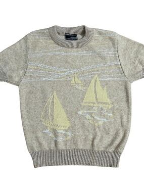 VTG Manskin women’s knit cotton blend sailboat nautical boat sweater- size M